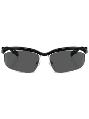 Prada Eyewear オーバルフレーム サングラス | ブラック | FARFETCH JP