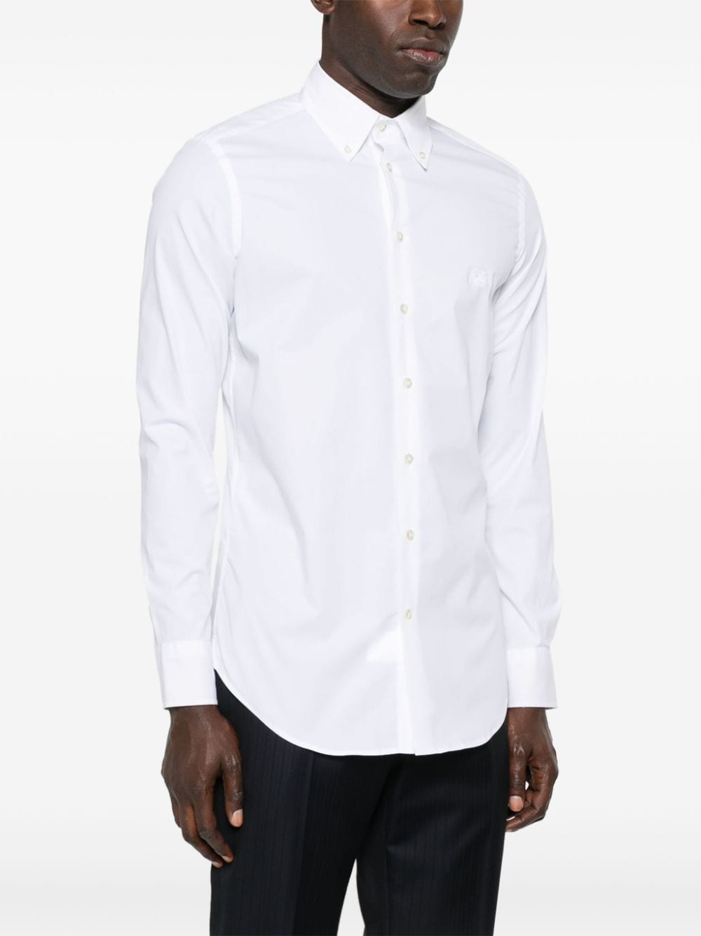 Shop Etro Pegaso-embroidered Poplin Shirt In White