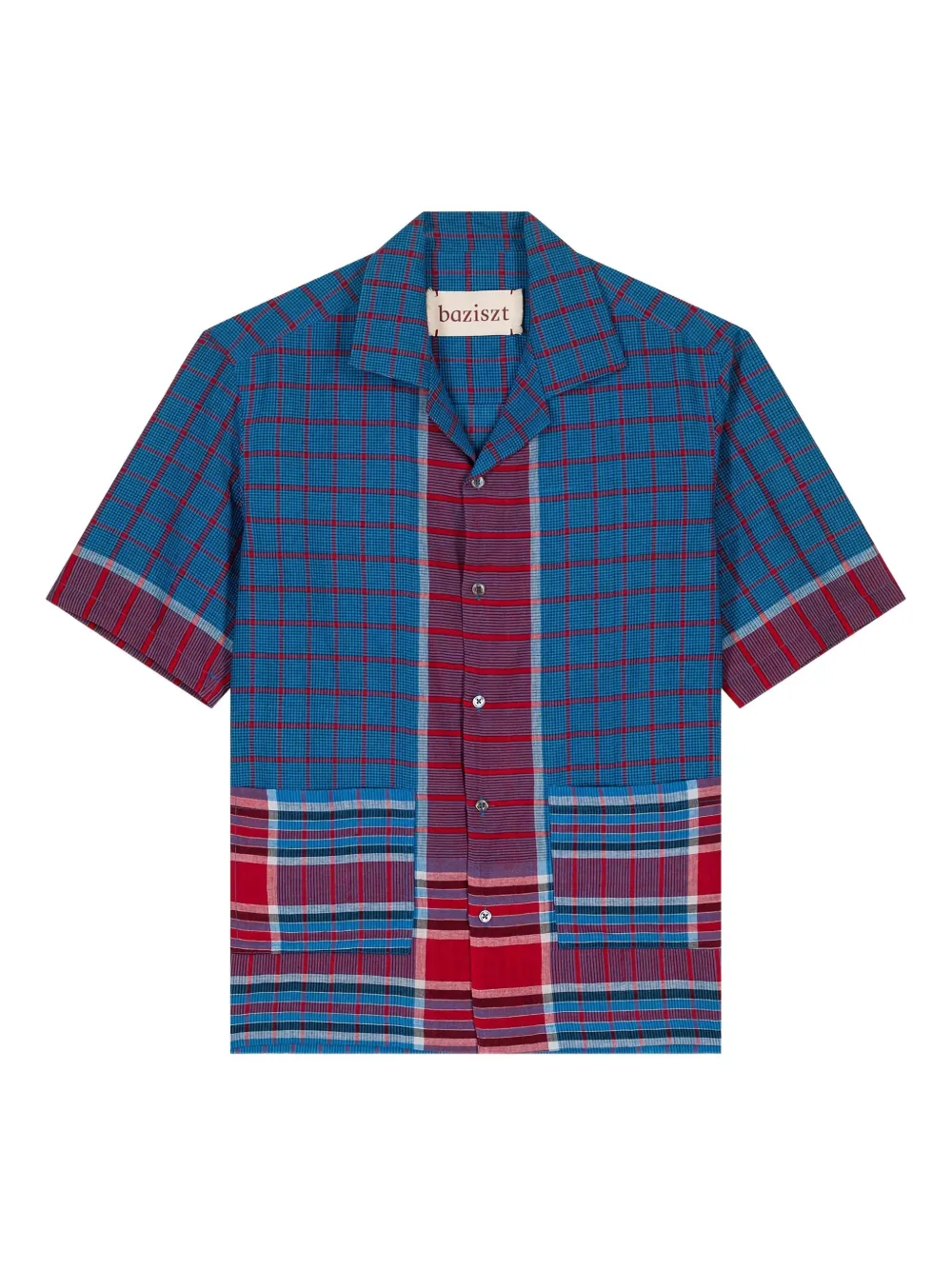 Baziszt Plaid Side-pockets Shirt In Blue