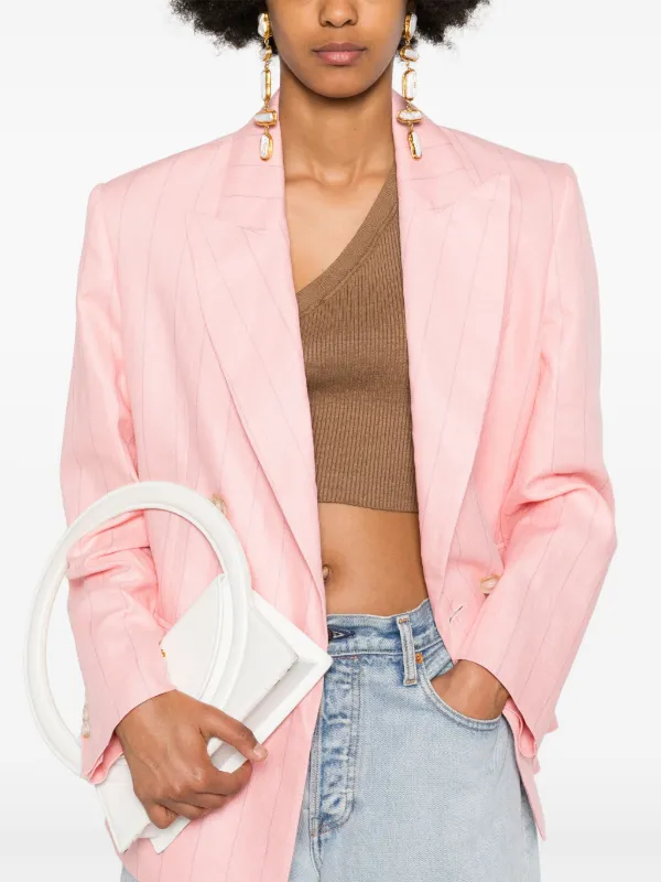 THE ANDAMANE Pixie Linen double-breasted Blazer | Pink