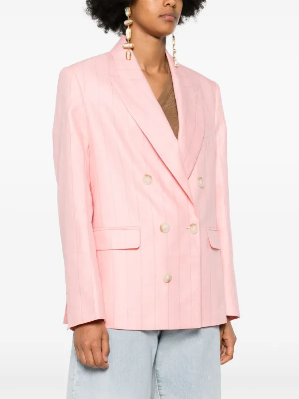 THE ANDAMANE Pixie Linen double-breasted Blazer | Pink