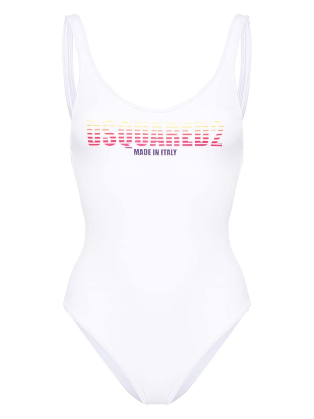Dsquared2 Logo-print Swimsuit In 白色