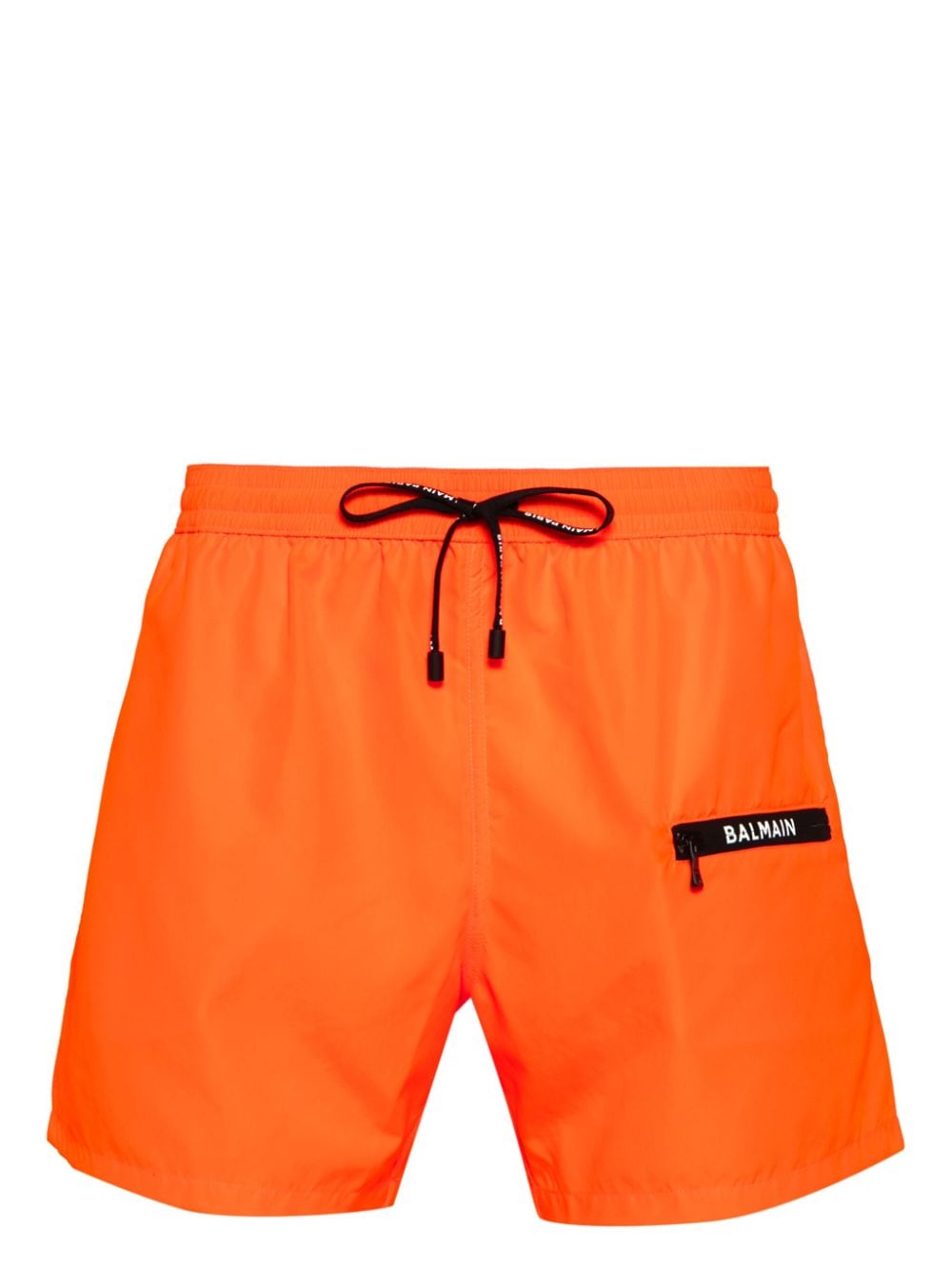 Balmain Logo-print Swim Shorts In Orange