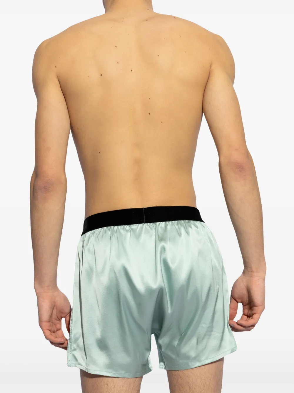 Shop Tom Ford Logo-waistband Satin Boxers In Blue