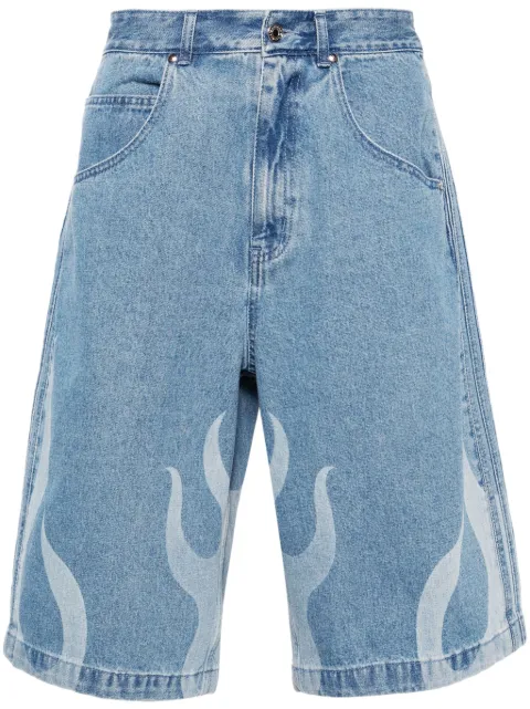 adidas flames-print denim shorts