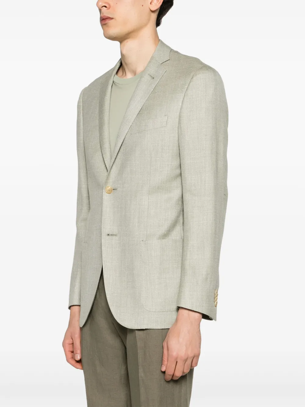 Shop Corneliani Single-breasted Twill Blazer In Green