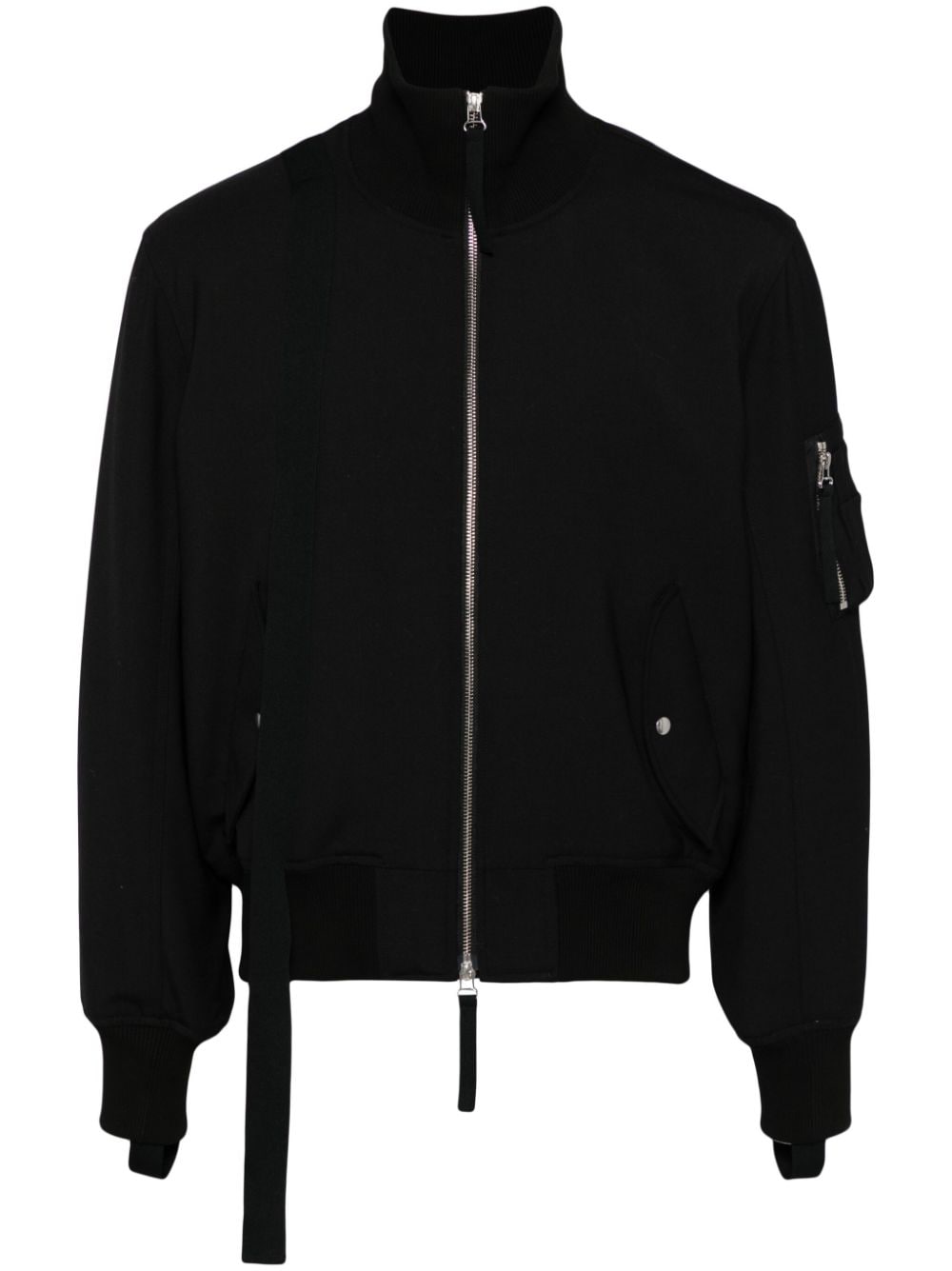 Shop Helmut Lang Pleat-detail High-neck Jacket In Black