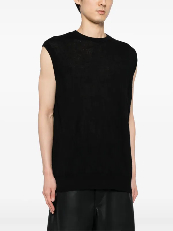 ヘルムートラング　ニットベスト Helmut Lang インターシャニット ベスト | ブラック | FARFETCH JP