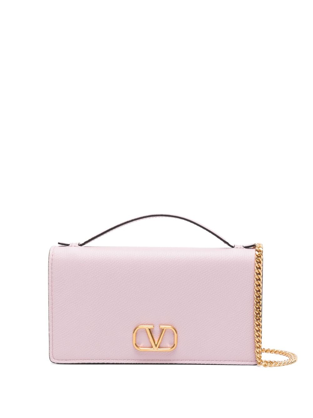Valentino Garavani Vlogo Signature Leather Clutch Bag In Pink