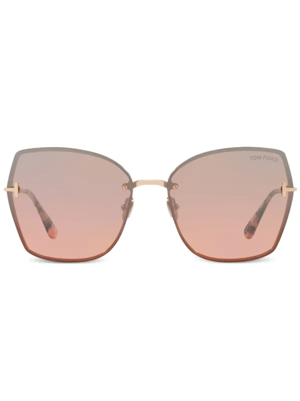 Tom Ford Rose Gold Frame Sunglasses with Brown Gradient Lenses Tom Ford - Evangeline Sunglasses - Oversized Sunglasses  main image 3