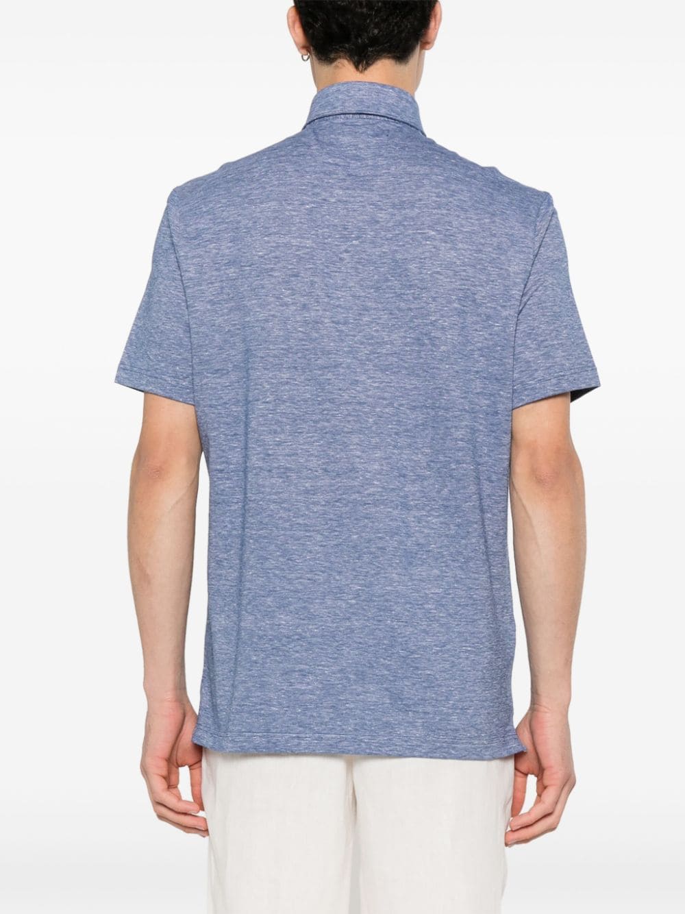 Shop Boggi Milano Mélange-effect Polo Shirt In Blue