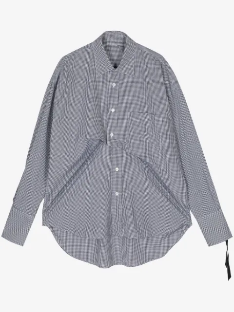 marina yee check-print draped cotton shirt