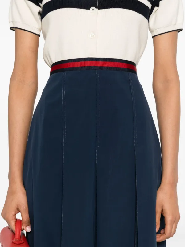 Gucci navy pleated skirt hotsell