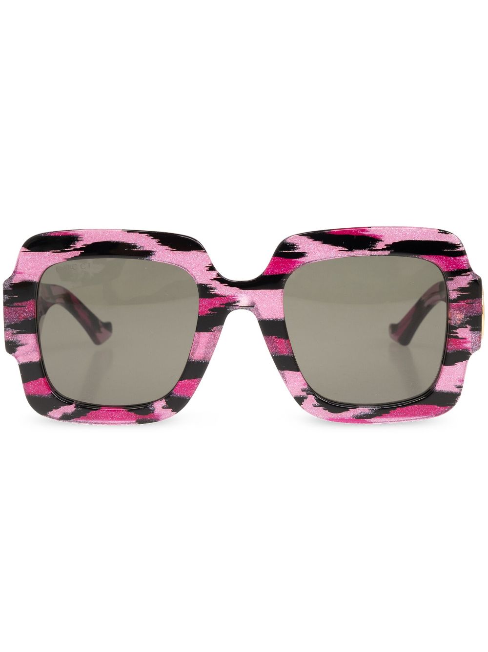 Gucci Square-frame Stripe-print Sunglasses In Pink