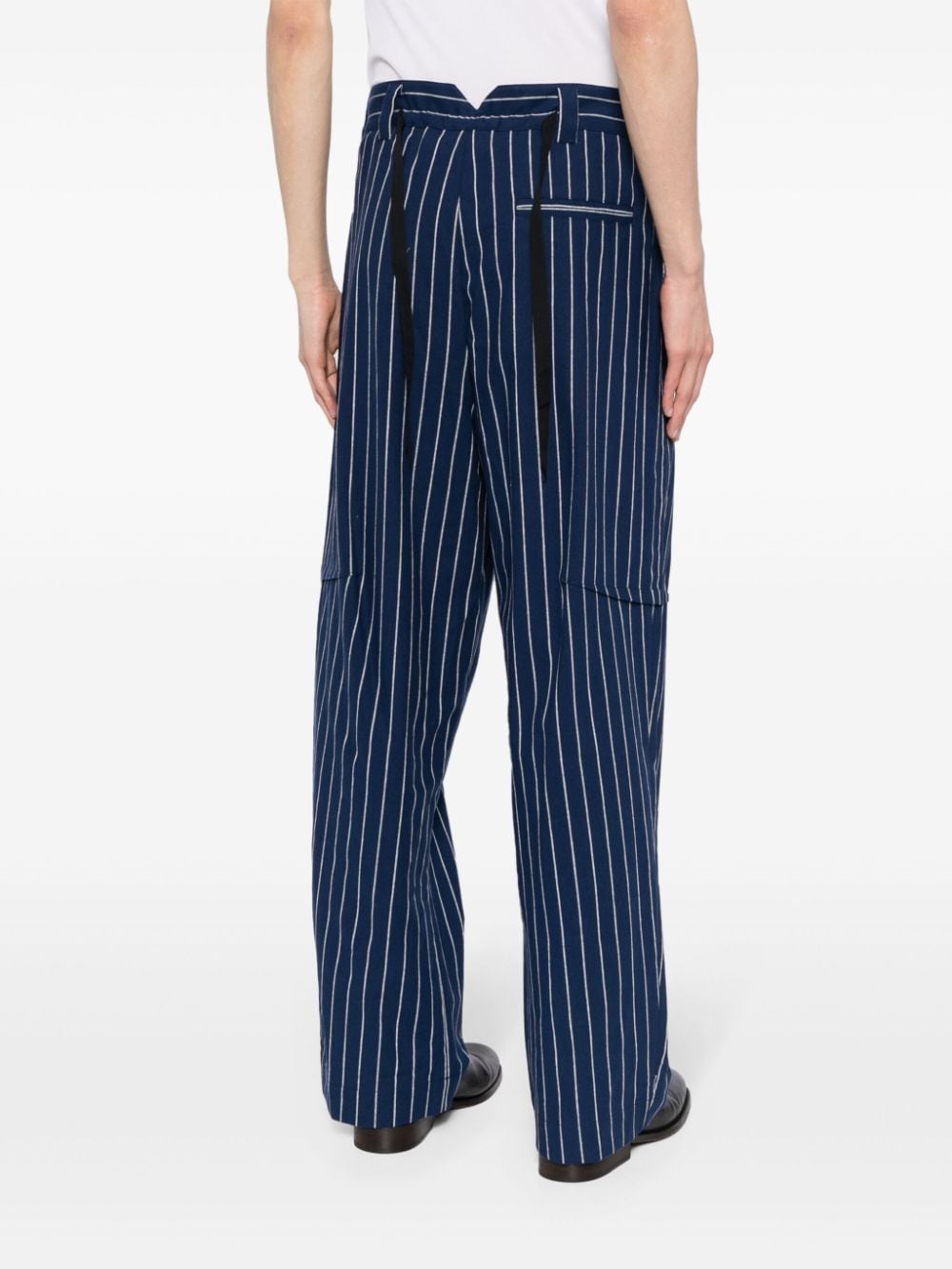 Shop Marina Yee Pinstripe-pattern Wide-leg Trousers In Blue