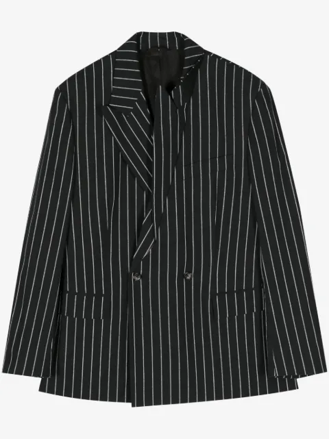 marina yee striped double-breasted blazer