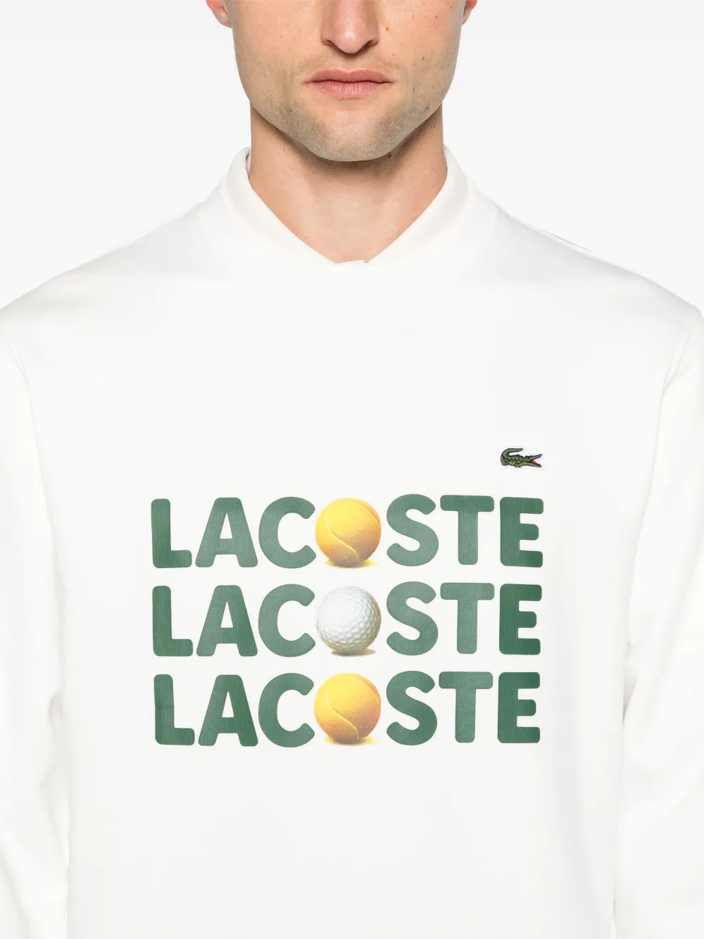 Shop Lacoste Logo-print Cotton Sweatshirt In Weiss