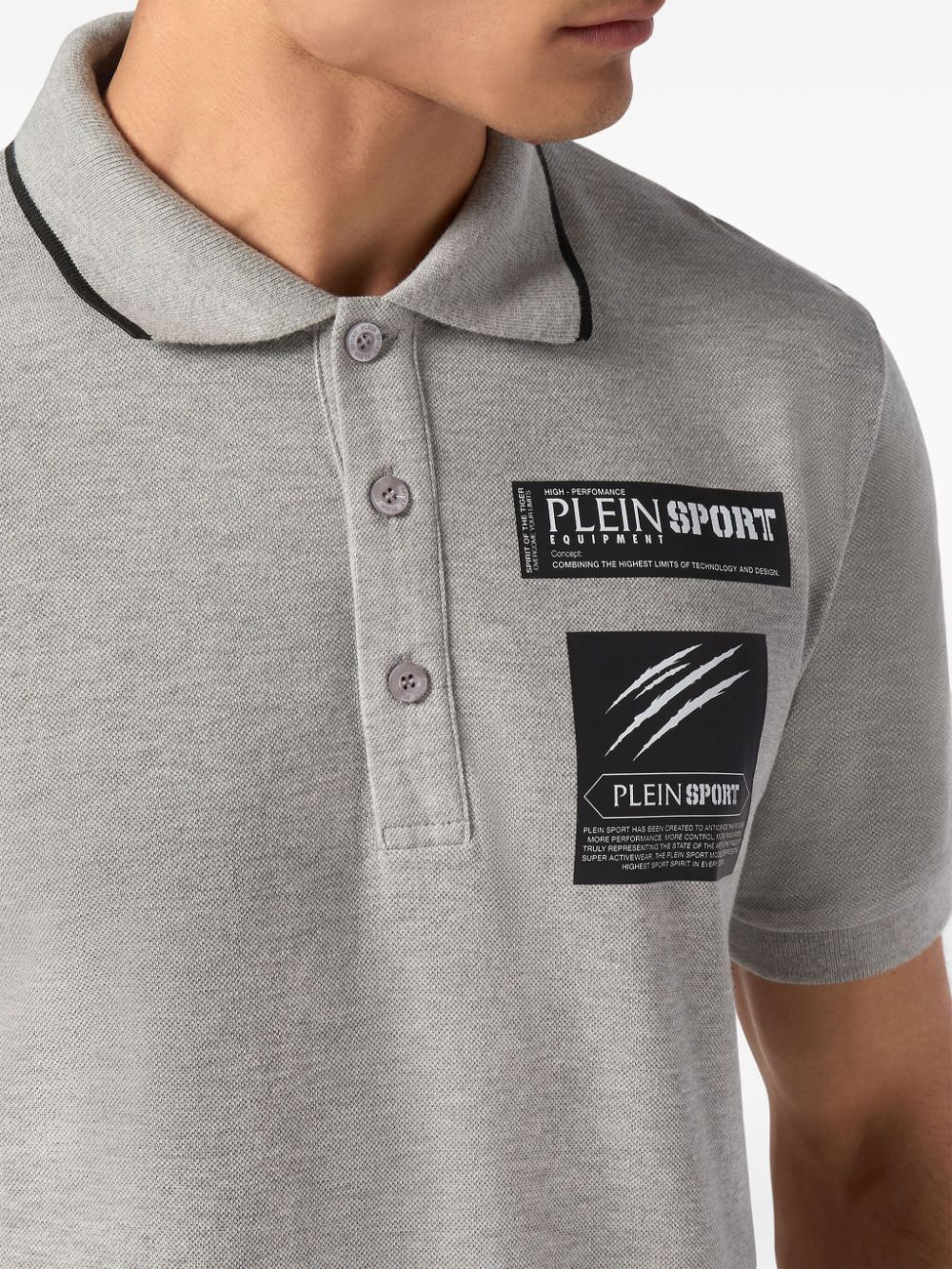 Shop Plein Sport Logo-print Cotton Polo Shirt In Grey