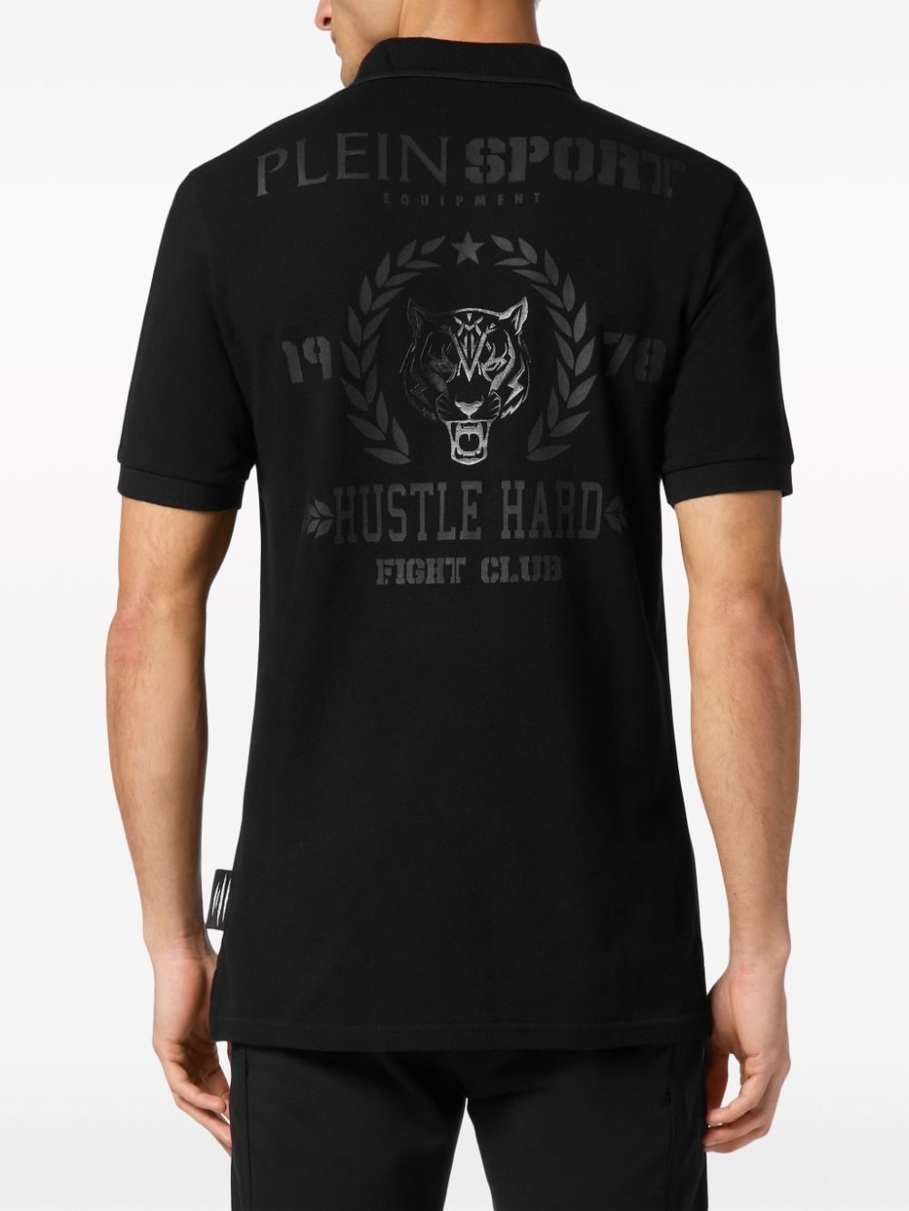 Shop Plein Sport Carbon Tiger-print Cotton Polo Shirt In Black