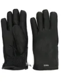 Zegna logo-lettering leather gloves - Black
