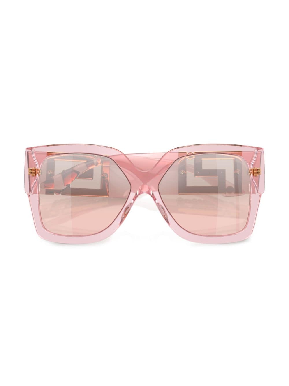 Shop Versace Greca-plaque Oversized-frame Sunglasses In Pink
