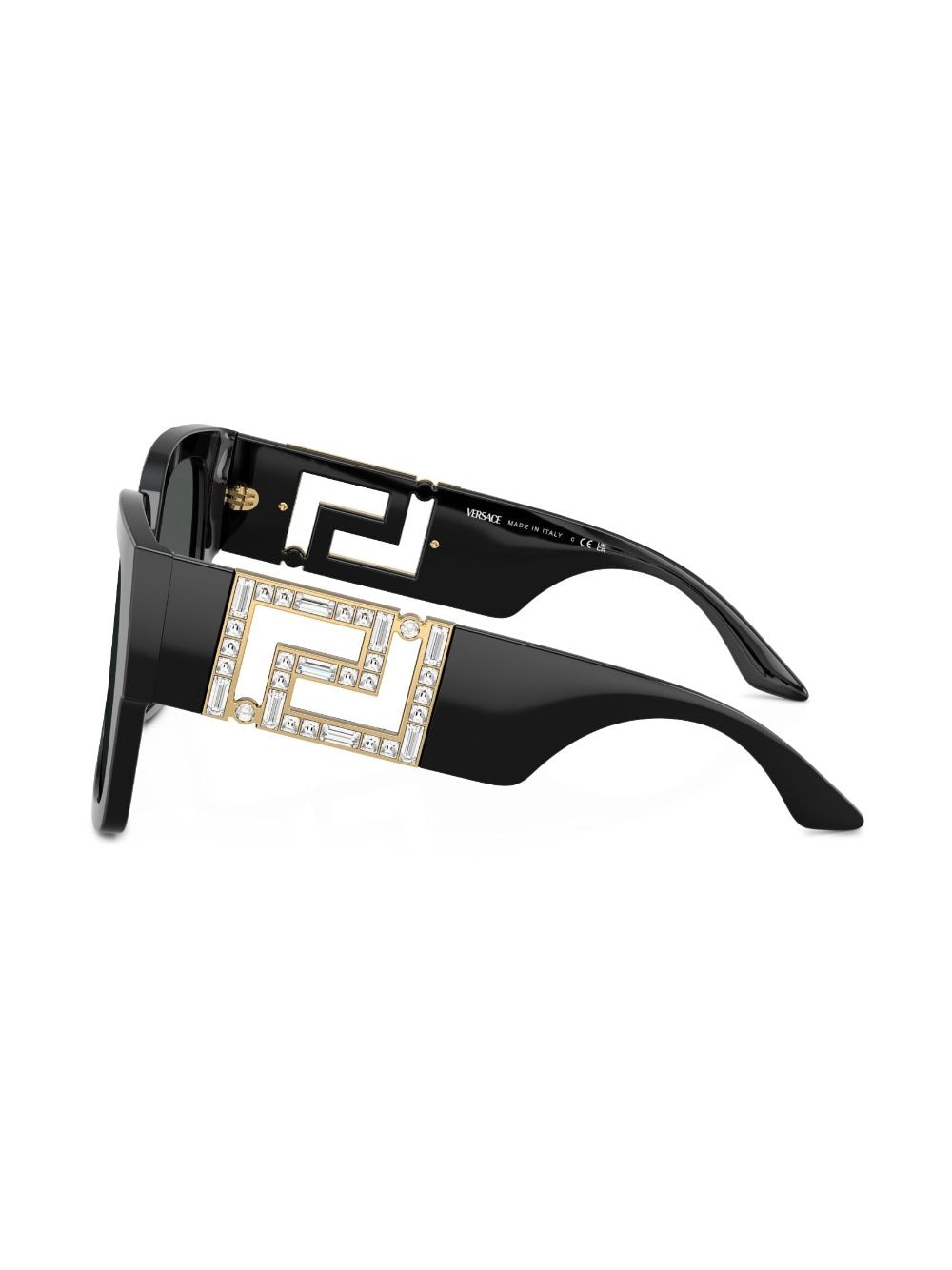 Shop Versace Greca Oversize-frame Sunglasses In Black