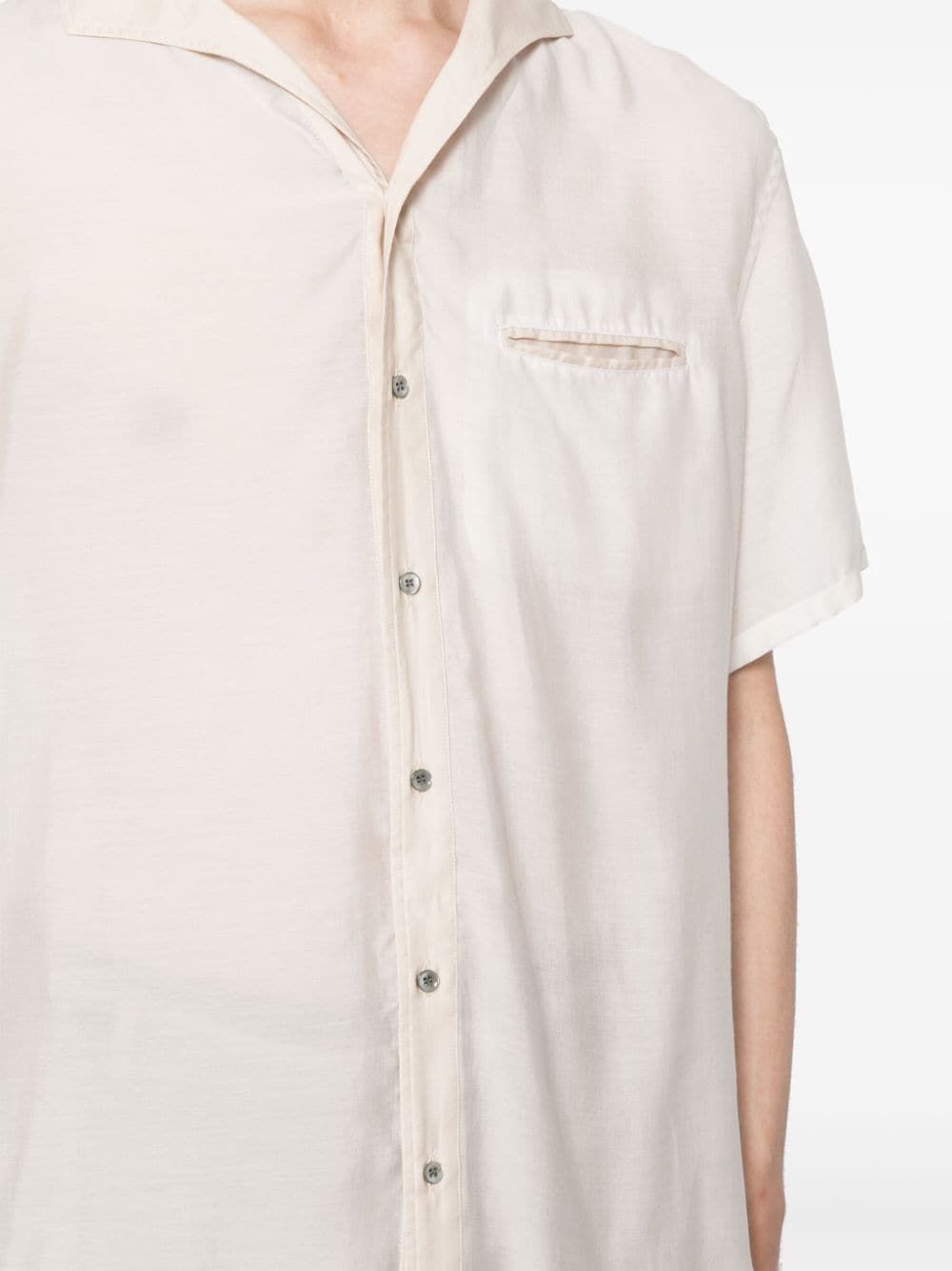Shop Giorgio Armani Shawl-lapel Button-down Shirt In Neutrals