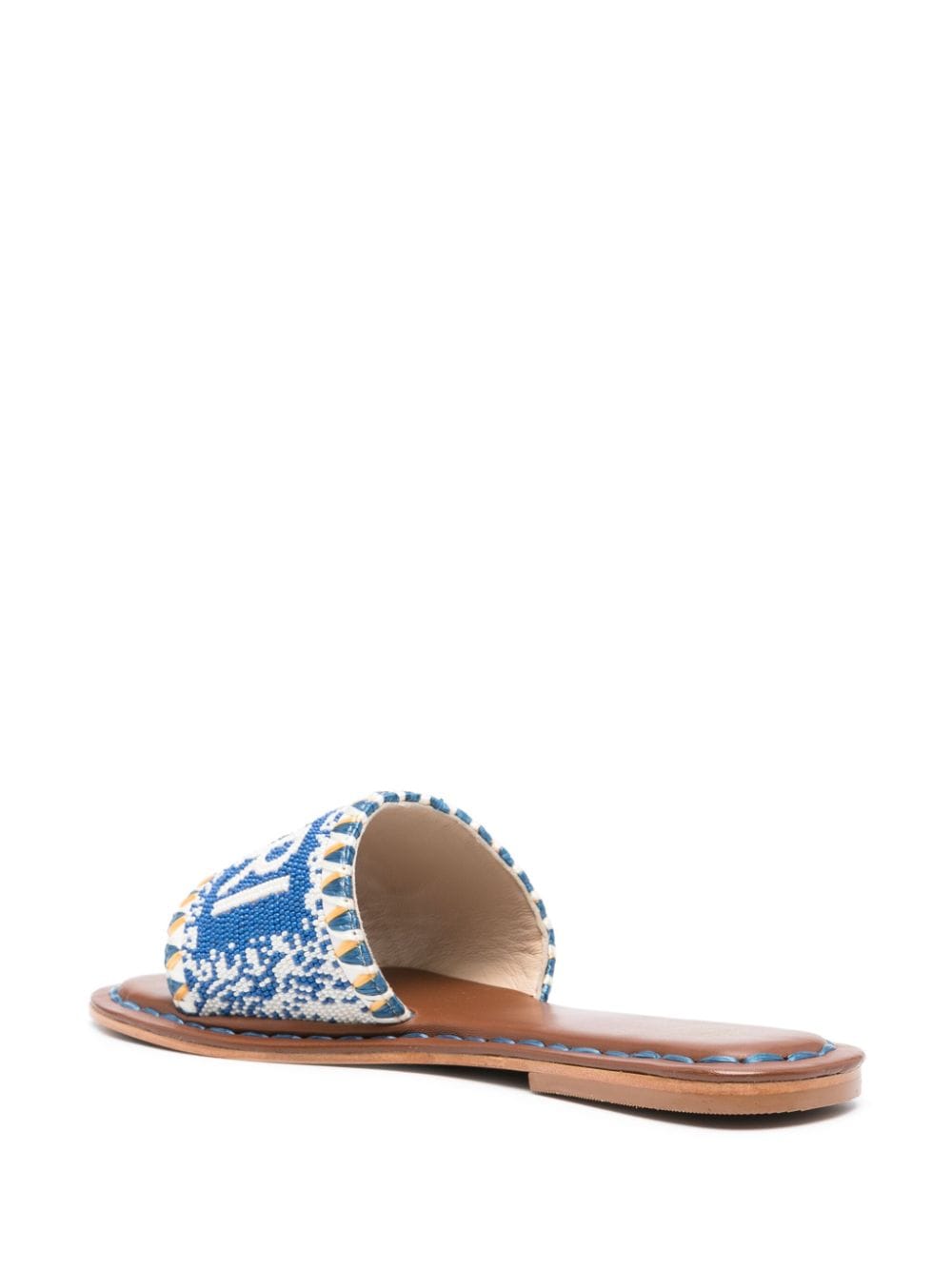 Shop De Siena Shoes Bead-embellished Leather Sandals In Blue