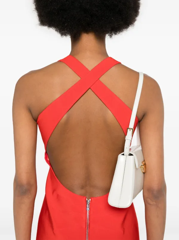 alaia open back sculpting jersey dress AlaA Open-Back Stretch-Jersey Midi Dress - Red