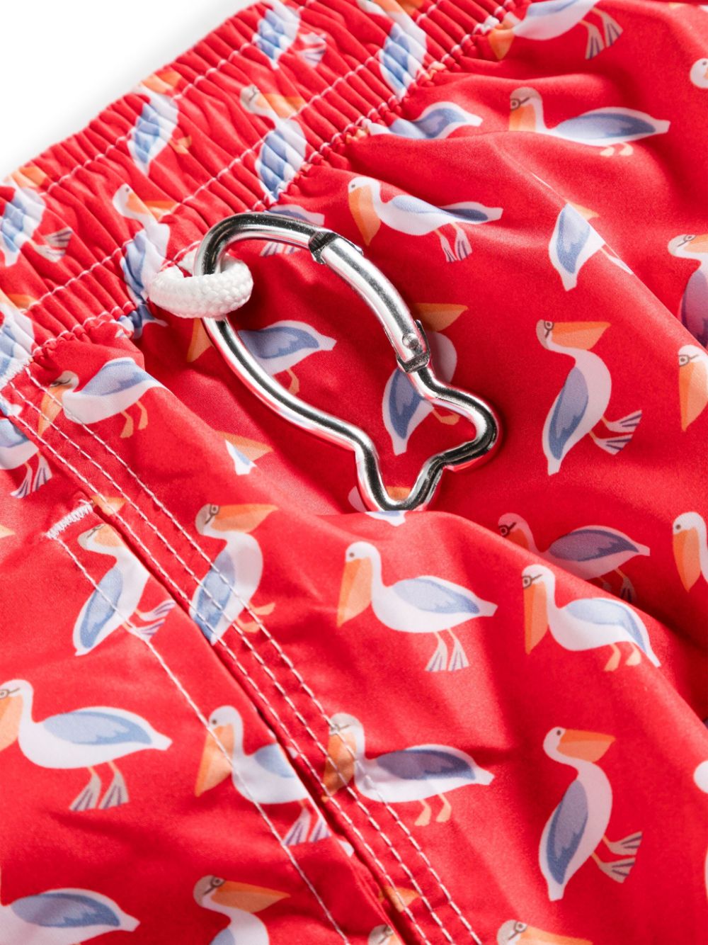 Shop Fedeli Pelican-print Drawstring Swim Shorts In Red