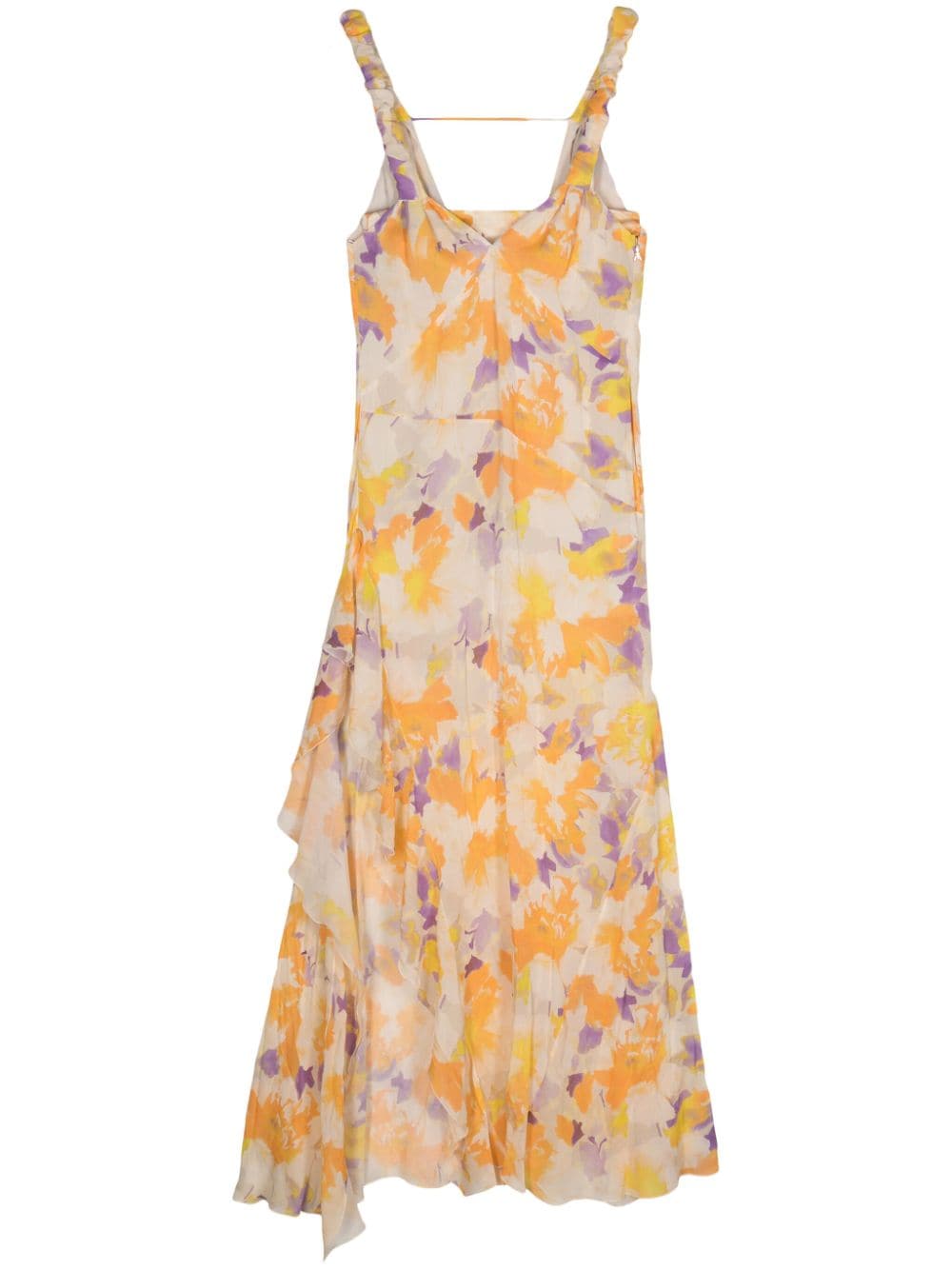 asymmetric floral-print dress