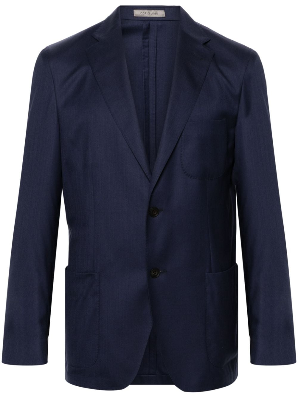 Shop Corneliani Single-breasted Twill Blazer In Blue