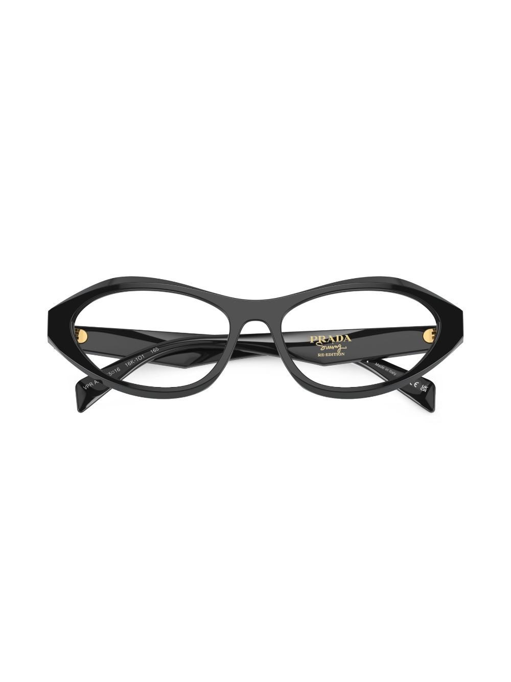 Shop Prada Logo-engraved Oval-frame Glasses In Black