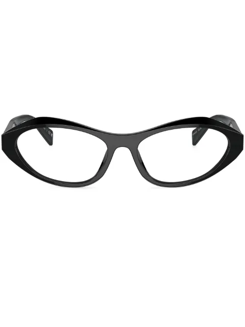 Prada Eyewear logo-engraved oval-frame glasses
