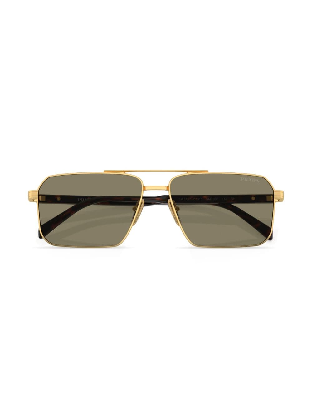 Shop Prada Pr A57s Rectangle Frame Sunglasses In Gold