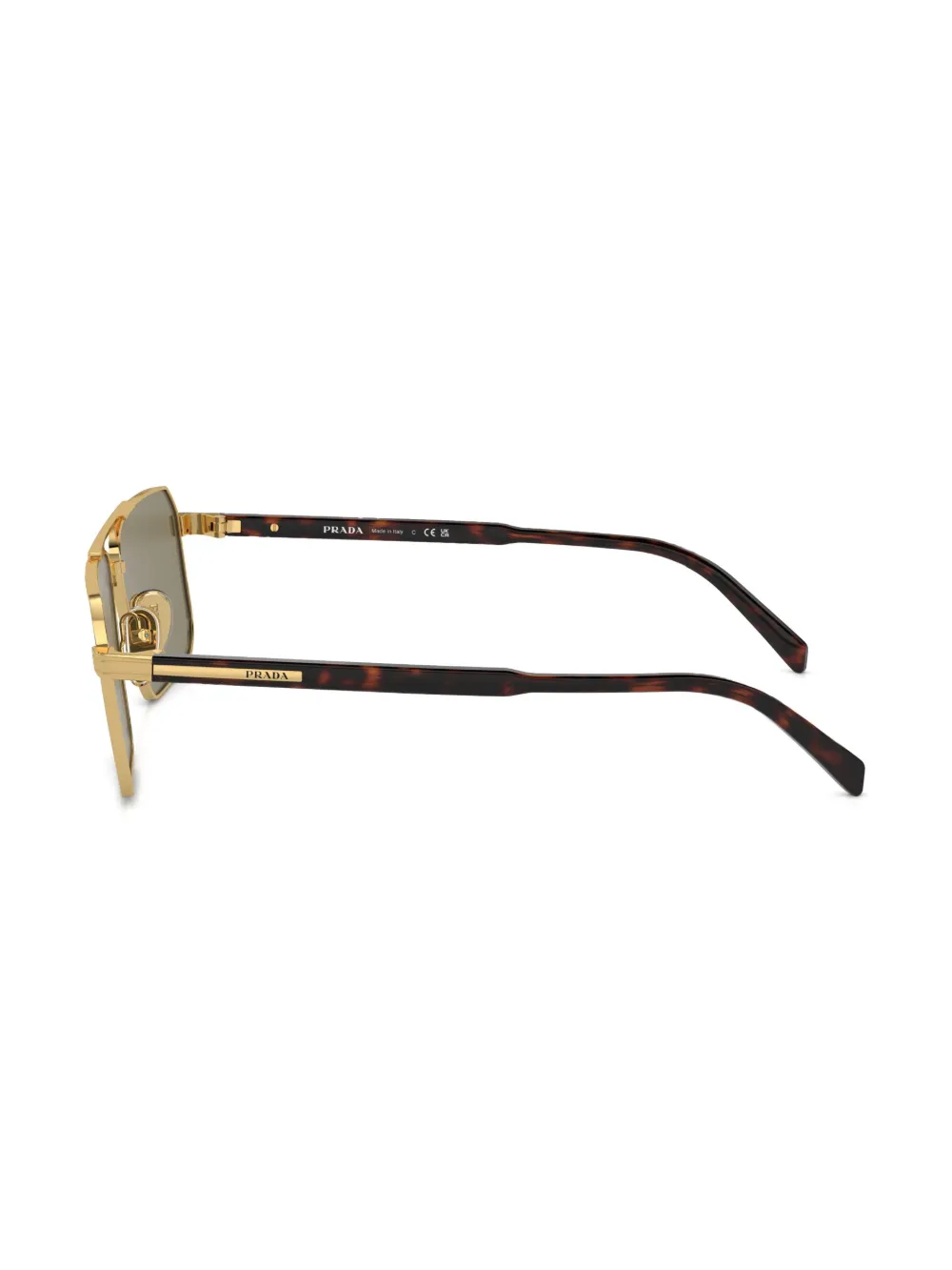 Shop Prada Pr A57s Rectangle Frame Sunglasses In Gold