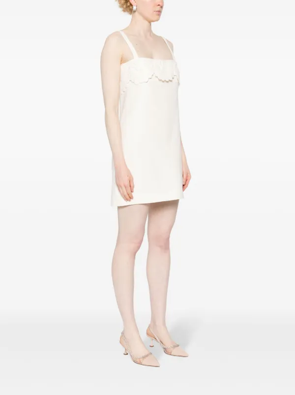 VALENTINO GARAVANI Floral-appliquéd stretch-knit mini dress