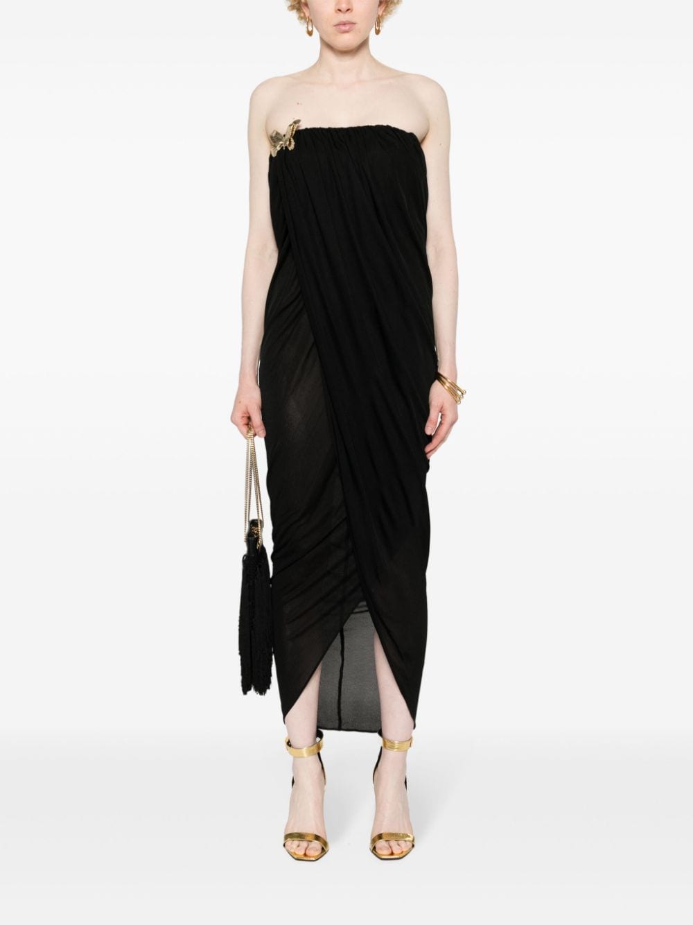 Shop Blumarine Butterfly-appliqué Maxi Dress In Black