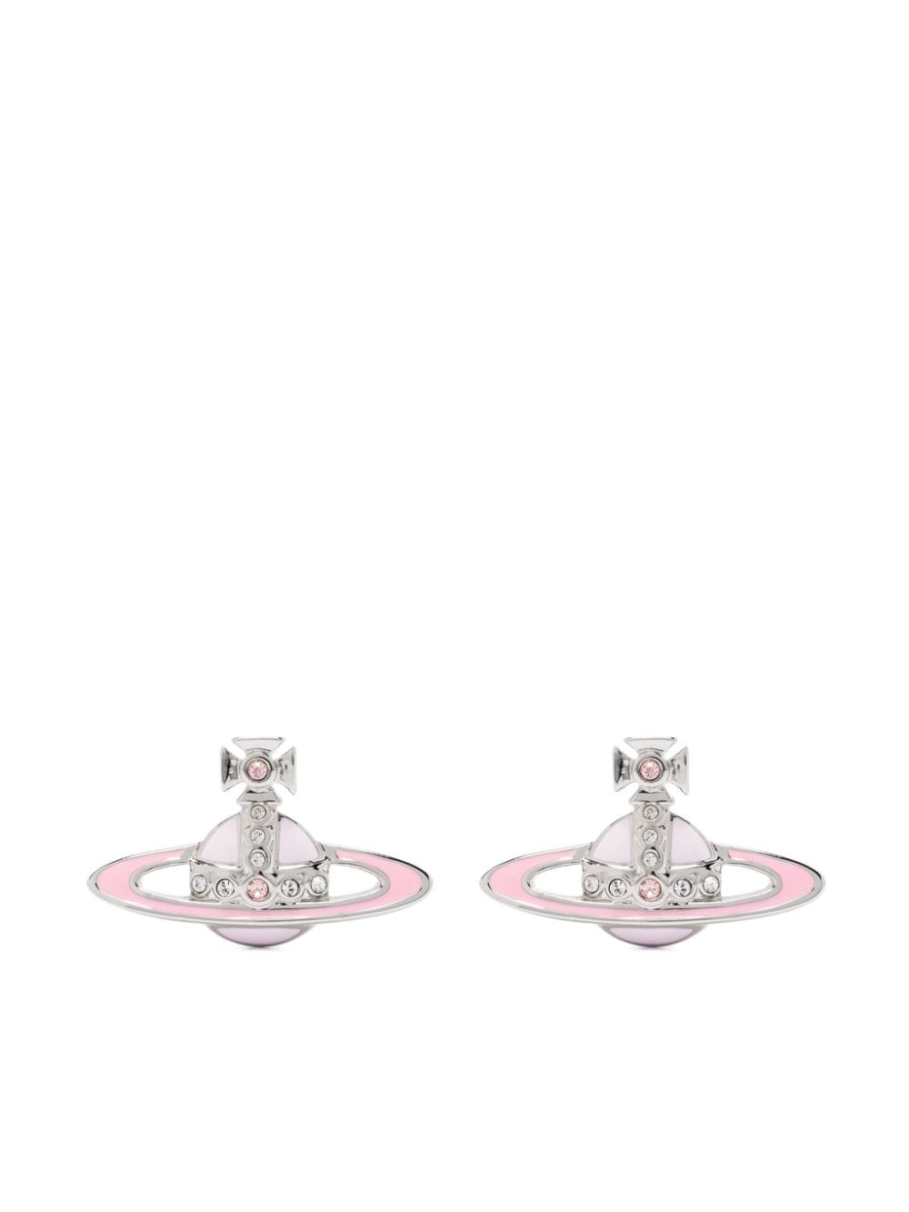 Vivienne Westwood Small Neo Bas Relief Earrings In Platinum-vintage-rose-white-crystal