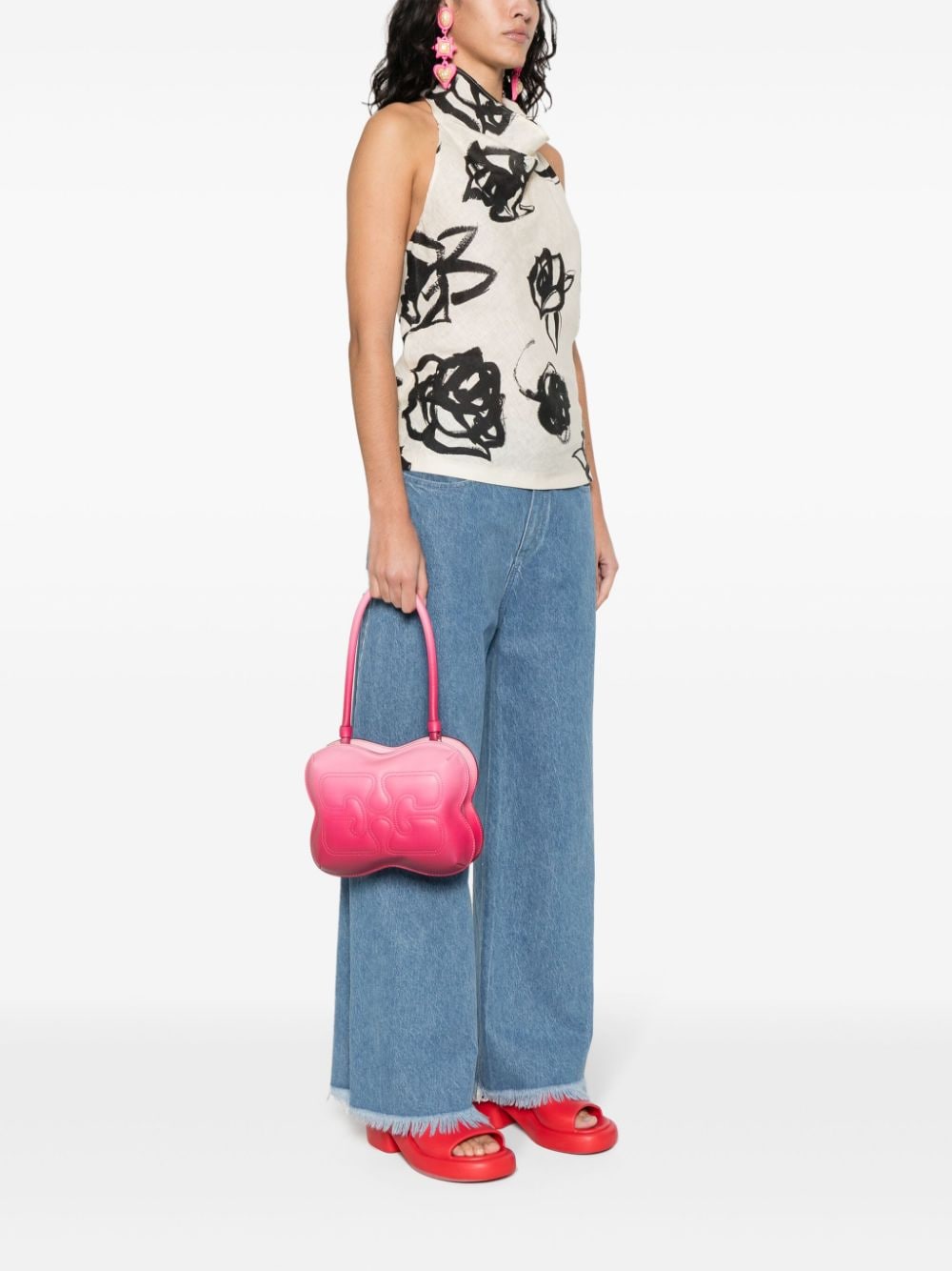 Shop Ganni Butterfly Shoulder Bag In Pink