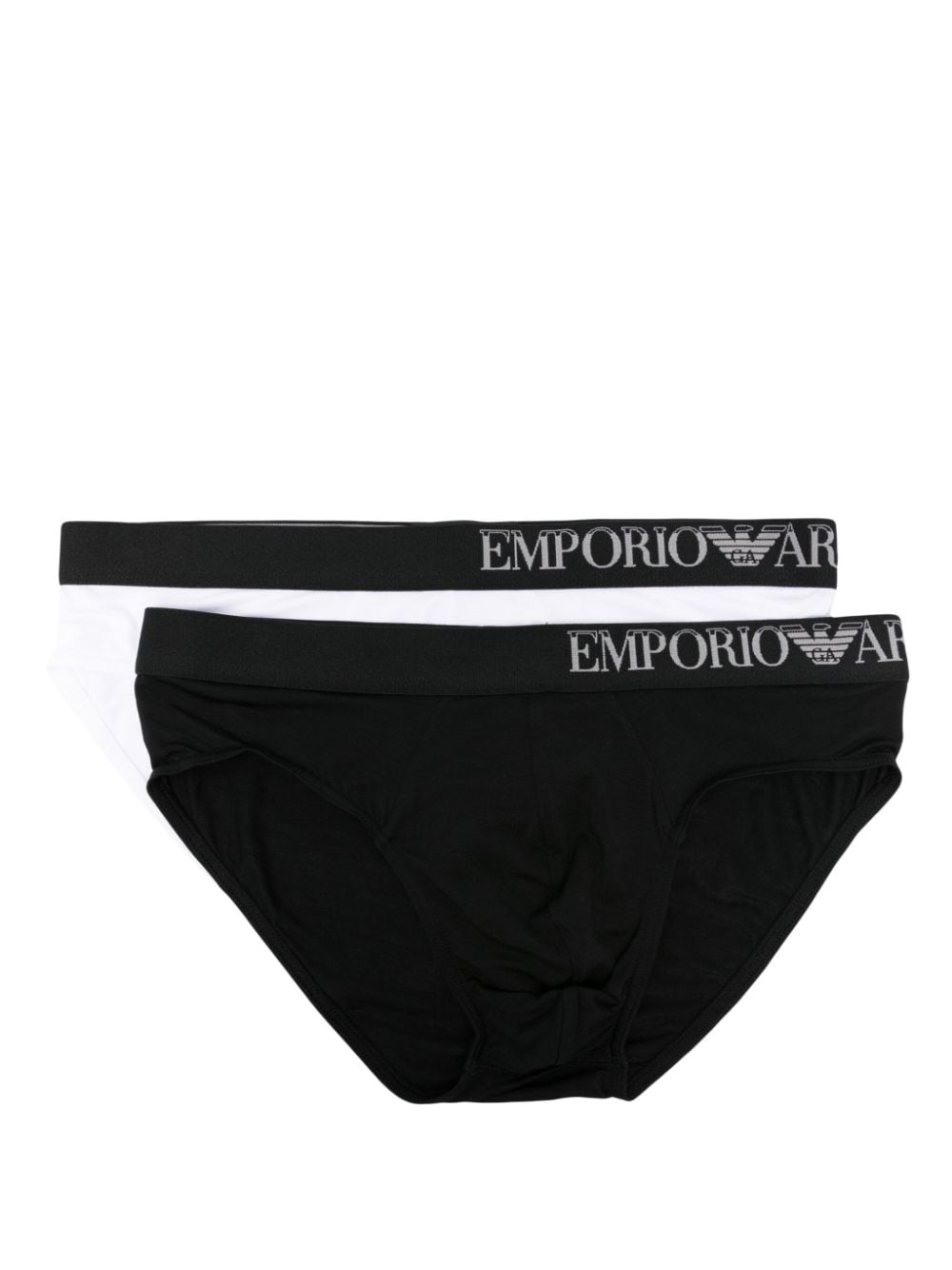 Emporio Armani Twee slips met logoband Zwart