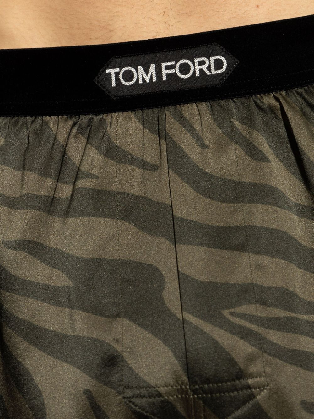 Shop Tom Ford Zebra-print Stretch-silk Boxers In Green