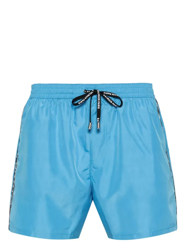 Balmain logo-print Swim Shorts Blue FARFETCH JO