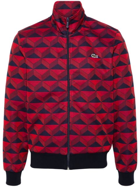 Lacoste zip-up geometric-jacquard sweatshirt