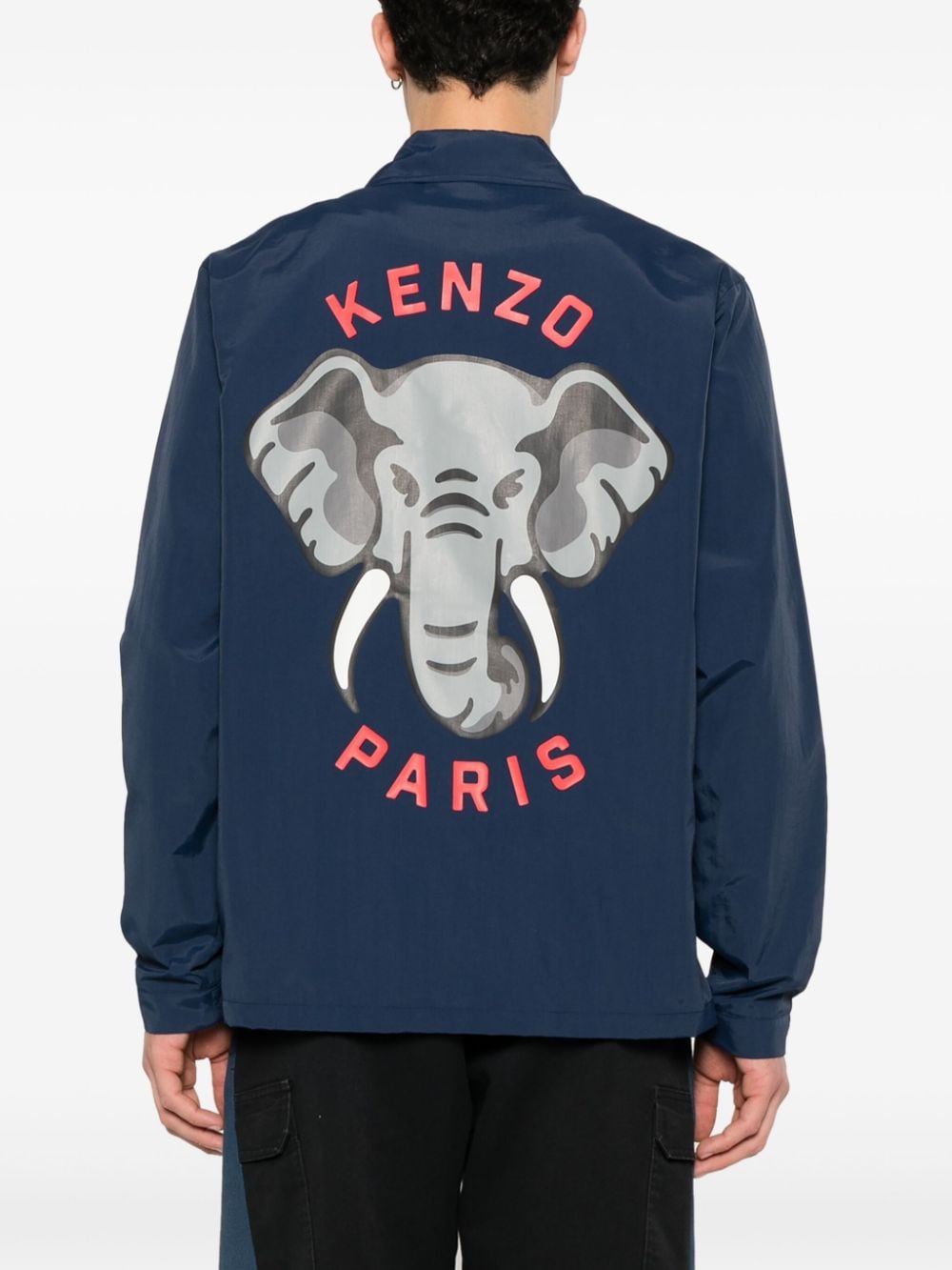 Kenzo Shirtjack met olifantprint Blauw