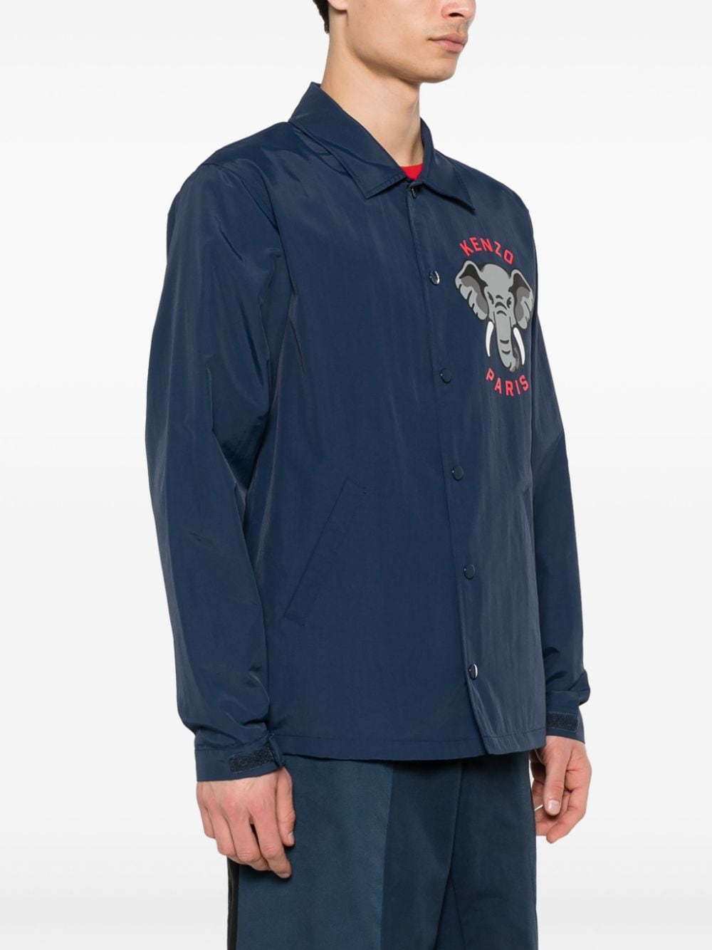 Shop Kenzo Elephant Shirt Jacket In Blue