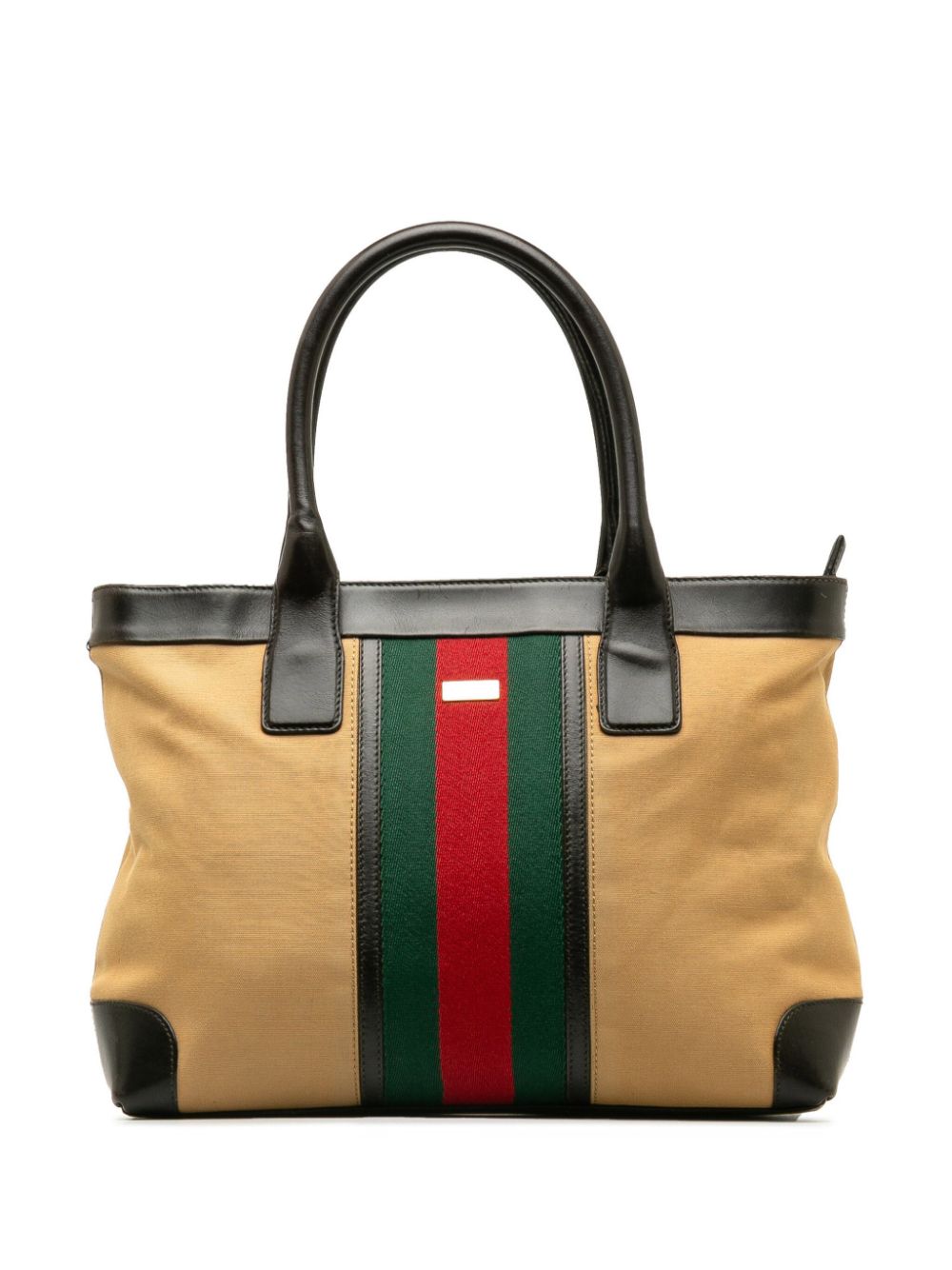 Pre-owned Gucci 2000-2015 Web Tote Bag In Neutrals