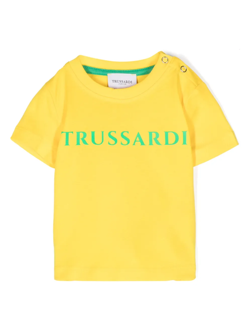 trussardi junior t-shirt à logo imprimé - jaune