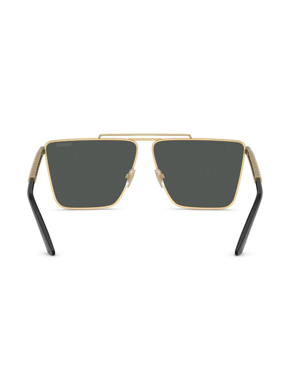 Shop Versace Tubular Greca Square-frame Sunglasses In Gold