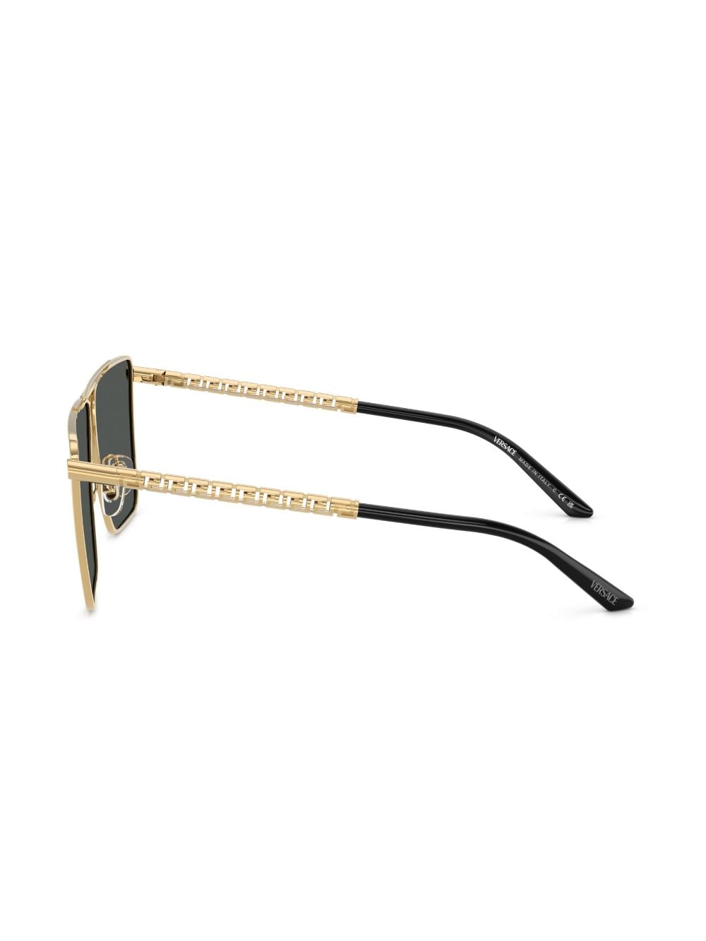 Shop Versace Tubular Greca Square-frame Sunglasses In Gold